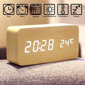 New Material MDF Voice Control AAA Battery and USB Charger Digital Desk <b>Clock</b> Wood Alarm <b>Clock</b> Wooden <b>Led</b> Digital Alarm <b>Clock</b> - Product Image 5