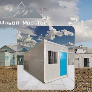 Contenedor Plegable con Textura de Madera Oscura Wayon con Puerta de Seguridad Azul para Oficina en Sitio Urbano - Product Image 4