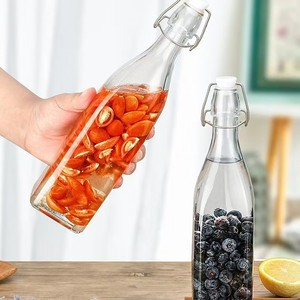 Venta al por mayor de botellas de vidrio cuadradas transparentes de 500ml con tapas abatibles, adecuadas para cerveza, jugo, Kombucha, <span class=keywords><strong>Vodka</strong></span> y vino. - Product Image 2