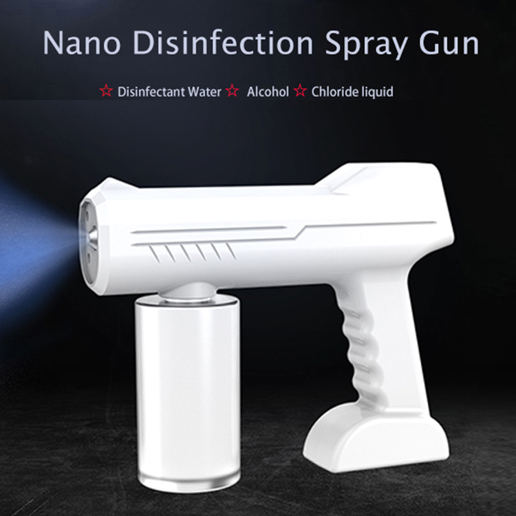 Pistola pulverizadora desinfectante de niebla portátil con interruptor táctil, atomizador eléctrico, pistola de pulverización de desinfección inalámbrica de rayos azules y nano