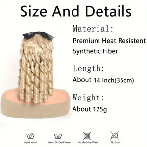 วิกผมหางม้าสไตล์ยุโรปอเมริกัน 14 นิ้ว 35 ซม. เส้นใยสังเคราะห์คาเนคาลอน ต่อผมแบบโบว์ ไม่ต้องใช้กาว สำหรับผู้หญิง - Product Image 2