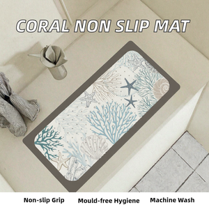 Tapis de bain en PVC corail SHUCHING, antidérapant, anti-moisissure, 100x40cm, extra long, pour baignoire et douche, lavable en machine - Product Image 2