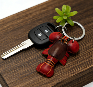 حلقة مفاتيح على شكل جراد البحر مصنوعة من الجلد الطبيعي الصديق للبيئة والمدبوغ نباتياً، تصميم إبداعي على شكل حيوان، حلقة مفاتيح عالية الجودة مخصصة للحقائب - Product Image 3