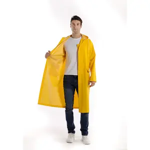 Wholesale Waterproof Rain Coat Reflective PVC Worker Wear Long Raincoat