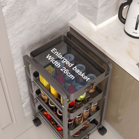 Étagère de rangement multi-niveaux mobile sur roulettes pour cuisine, armoire de rangement pour légumes, fruits et collations, étagère de rangement pour espaces étroits