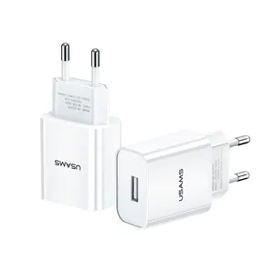 USAMS original top sale CC075 universal charger 5V 2.1A mobile phone single usb travel chargers charging set with cable