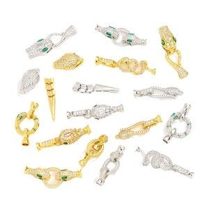 Nantong <b>Snake</b> Shape Clasp 18K Gold White Gold Cubic Zirconia DIY Jewelry Connector Findings Components - Product Image 5