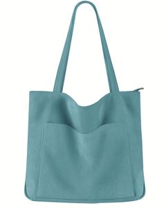 Corduroy Tote Bags for Women, <b>Large</b> Capacity Tote <b>Purse</b> Reusable Grocery Shoulder Bag with Inner Pockets - Product Image 1