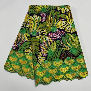 Tissu Authentique <span class=keywords><strong>Africain</strong></span> Imprimé Wax – Coton Teint à la Main avec Incrustations de Dentelle et Broderies pour Dashikis et Vêtements Culturels - Product Image 2