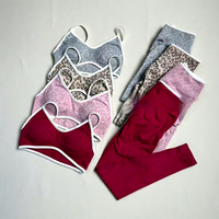 Ensemble 3 pièces imprimé léopard exclusif transfrontalier de marque, très demandé, pour le yoga : soutien-gorge de sport et short