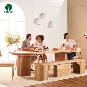 Set di <span class=keywords><strong>Tavolo</strong></span> da Pranzo Estensibile e Sedie in Stile Moderno Semplice con Gambe in <span class=keywords><strong>Legno</strong></span>, Spazio di Stoccaggio, Telescopico, Pratico e Conveniente per Hotel - Product Image 6