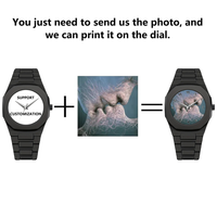 Montre personnalisée avec boîtier en plastique, cadran personnalisé, montre-bracelet sport à quartz pour homme, impression photo