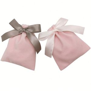 Pochette à bijoux en velours en gros, sac cadeau anti-poussière pour boucles d'oreilles, sac à bijoux en velours avec nœud papillon et cordon de serrage, sac de rangement pour bijoux, sac cadeau de mariage - Product Image 2