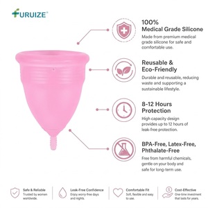 Coupes menstruelles réutilisables en silicone de qualité médicale Furuize pour femmes, vente en gros, avec logo personnalisé, OEM, marque privée - Product Image 4