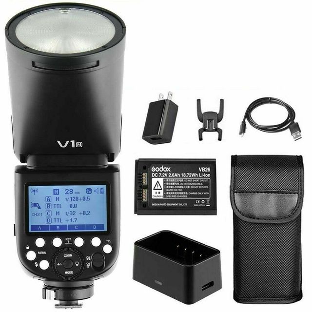 Godox V1N Professional Wireless TTL Rechargeable Speedlite Flash High-Speed Sync (HSS) 1/8000s Sync Speed 100Ws Power
