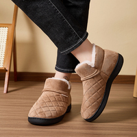 Chaussons d'intérieur/extérieur pour homme en fourrure, avec semelle EVA chaude, respirants, en mousse à mémoire de forme, à enfiler, pour l'hiver