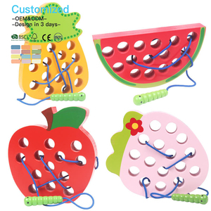 Juguetes Educativos de Madera Montessori EDULAND OEM ODM <span class=keywords><strong>para</strong></span> Niños Pequeños, Juguete de Enhebrado con Forma de Insectos y Frutas <span class=keywords><strong>para</strong></span> el Aprendizaje Temprano - Product Image 4
