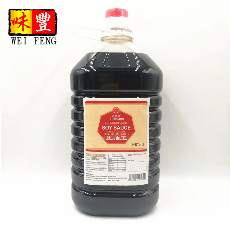 HALAL Certificated Factory Chinese Brewed Light Soya Sauce 4.9L Soy Sauce Bulk