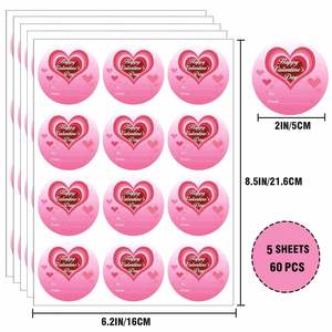 Pegatinas Decorativas para Sobres de Caja de Regalo, Pegatinas de San Valentín con Corazón Rosa de 2 Pulgadas - Product Image 2