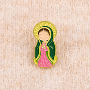 เข็มกลัดแฟชั่นรูปพระแม่มารี การ์ตูนน่ารัก พระแม่แห่งกัวดาลูป ตัวการ์ตูนเคลือบเงา สำหรับผู้ศรัทธาชาวคาทอลิก - Product Image 3