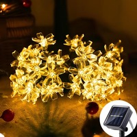LED Solar-Lichterkette Sakura-Blüten, Solarbetriebene Beleuchtung für Baum, Zaun, Hecke, Garten, Terrasse, Weihnachten und Feiertage