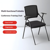 Chaise de conférence en maille pour formation, avec tablette pliable, structure en acier moderne, empilable, accoudoirs rotatifs pour salles de réunion