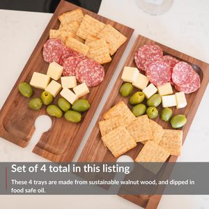 Bandeja de Madera de Acacia para Aperitivos y Vino, Bandeja de Charcutería, Bandeja de Desayuno de Bambú, Juego de Bandejas para Servir, Portavasos de Vino - Product Image 6