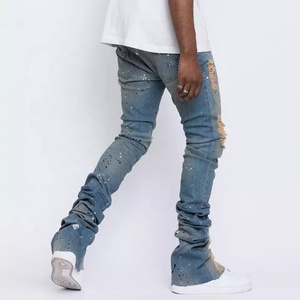Pantalones Vaqueros Acampanados con Lavado Ácido, Diseño Personalizado OEM, Estilo Vintage, Rotos y Desgastados, Tipo Cargo para Hombre - Product Image 2