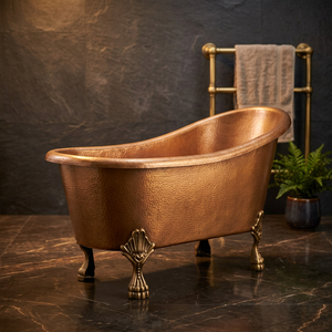 Baignoire autoportante en cuivre martelé à base évasée, très vendue, pour salle de bain, classique, durable, écologique, décoration rustique pour salle de bain - Product Image 3