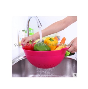 Cesta coladora de plástico PP de grado alimenticio Haixing para verduras, frutas y ensaladas con contenedor - Product Image 4