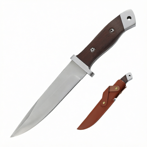 Cuchillo de Supervivencia de Acero Inoxidable con Mango de Madera, Hoja Fija, para Camping y Caza, con Funda, Grado DIY, OEM Disponible - Product Image 1
