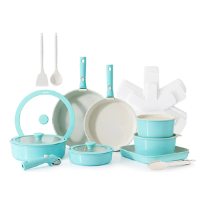 Modern <b>Ceramic</b> Marble Coated Pot <b>Pan</b> Silicone Glass Lids Bakelite Handles Non-Stick Forged Aluminum Cookware Set Gas Induction - Product Image 1