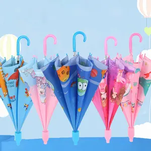 Custom 3d Cartoon Dier Design Kids Paraplu Lange Steel Automatische Rechte Paraplu 'S Afdrukken Kinderen Paraplu Voor Kinderen