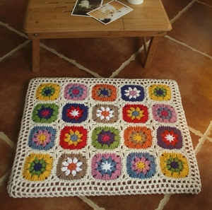 Silla de cocina reciclada Boho Farmhouse, sofá, ganchillo, abuelita, flor cuadrada, cojín de asiento suave, 50x40, de estilo bohemio - Product Image 2