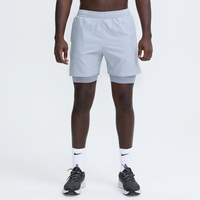 Shorts d'entraînement 2-en-1 pour hommes, décontractés, à taille élastique, avec doublure intérieure de compression, écologiques