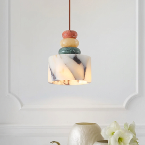 Lámpara Colgante Minimalista Cromada, Redonda, LED, Altura Ajustable, Lámpara de Noche para Dormitorio, Luz Blanca Cálida 3500K, E27, Control por Interruptor - Product Image 1
