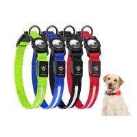 MEGA Lanière en nylon, nouvelle conception, pour collier de chien avec chargement USB, étui de protection lumineux pour Airtag, anti-perte, étanche
