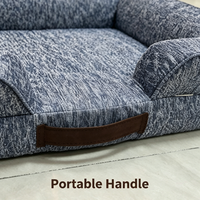 Lit pour chien en tissu imitation chenille orthopédique, canapé pour chat, pour cage, poignée portable, fond antidérapant, pour usage domestique en intérieur