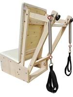 Chaise de Pilates pliable avec résistance réglable, cadre en bois naturel pour l'entraînement du tronc à domicile et en studio