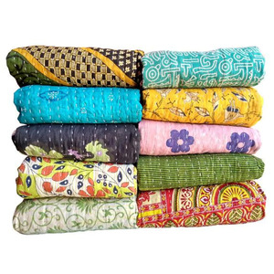 Couette Kantha en coton 60x90, patchwork indien fait main, couvre-lit réversible, couverture bohème traditionnelle, cousue à la main, pour hôtel et maison - Product Image 1