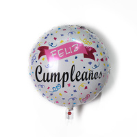 Nouveau 18 pouces espagnol joyeux anniversaire rond coeur feuille d'aluminium hélium ballons pour anniversaire nouvel an fête décoration en gros