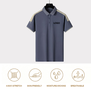 เสื้อโปโลผู้ชายแขนสั้นสำหรับฤดูร้อน แบบลำลองสำหรับธุรกิจ  รับทำโลโก้ OEM ผ้าโพลีเอสเตอร์ แห้งเร็ว - Product Image 3