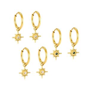 Pendientes de Aro Vintage con Diamantes en Forma de Estrella, Chapados en Oro de 18K, Acero Inoxidable Hipoalergénico, Joyería Resistente al Agua, Sin Deslustre - Product Image 3
