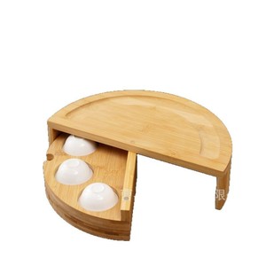 Tabla de Quesos Redonda de Bambú Mu Yujia con Cuchillo y Tenedor, Plato de Madera Sólida para Bistec y Pan, Uso en Fiestas, Duradera - Product Image 1