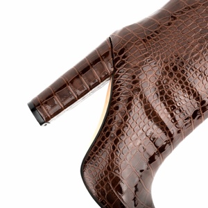 <span class=keywords><strong>Stivali</strong></span> alti al ginocchio con tacco alto a punta occidentale da <span class=keywords><strong>donna</strong></span> marrone Croc fatti a mano in inverno con Slip on scarpe da equitazione - Product Image 6