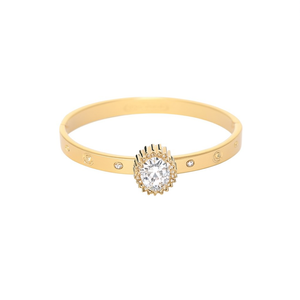 Bracelet en cristal en acier inoxydable 316L plaqué or PVD avec pierre ovale centrale, bijoux pour femmes - Product Image 2