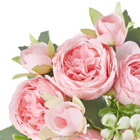 Bunga Artifisial Grosir 5 Kepala Bunga Peony Sutra Multi-warna Buket Bunga Pernikahan Centerpiece untuk Dekorasi & Perlengkapan Pernikahan