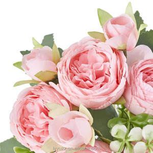 Flores Artificiales al por Mayor, Ramo de Peonías de Seda de 5 Cabezas, Multicolor, Centro de Mesa para Decoración de Bodas y Suministros - Product Image 3