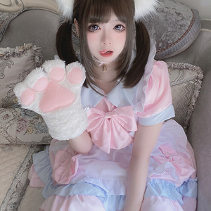 Tenue de demoiselle d'honneur Lolita, robe rose à manches courtes avec nœud en tissu, costume de cosplay pour jeu de rôle d'anime, à partir de 14 ans - Product Image 2