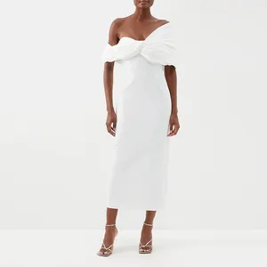 Hot sales Fashion Women's Dress elegant Off-the-shoulder taffeta midi dress with Concealed zip OEM service